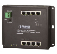 Planet WGS-4215-8T2S switch, správa Web/SNMP, DIN,IP30, -40~75°C, dual DC, fanless