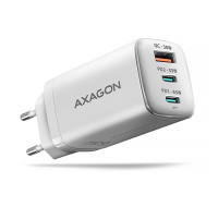 AXAGON ACU-DPQ65W, GaN nabíječka do sítě 65W, 3x port (USB-A + dual USB-C), PD3.0/QC4+/PPS/Apple, bílá