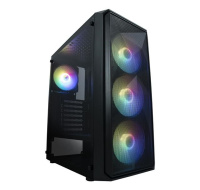 VeinX case ME19A Mid Tower, bez zdroje, 1x USB3.0, 1x USB2.0, 4x 120mm ARGB Fan, 1x ARGB Controller, černá
