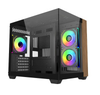 Cooler Master case Elite 481 Wood, ATX, Průhledná bočnice, 3x 120mm ARGB Fan, Černá