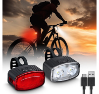 Solight set nabíjecích cyklo svítilen, 160lm přední, zadní červená, Li-Ion, USB