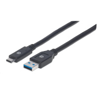 MANHATTAN Kabel SuperSpeed USB-C na USB, 3m, černá