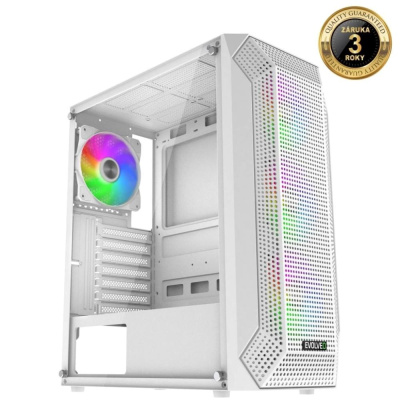 EVOLVEO Xenon, skříň ATX, 4x ARGB ventilátor 120mm, přední panel airflow mesh, bílá