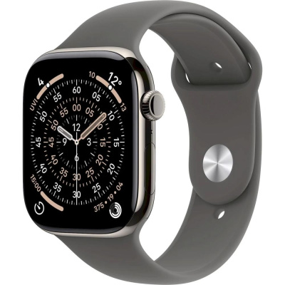 Apple Watch Series 11 GPS + Cellular 46mm Natural Titanium Case with Stone Grey Sport Band - M/L
