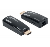 MANHATTAN HDMI Extender by Single Cat5e/6 up to 60m, Black, Retail Box