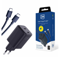 3mk Hyper Charger PD 45W+USB Cable C to C Black