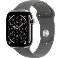 Apple Watch Series 11 GPS + Cellular 46mm Natural Titanium Case with Stone Grey Sport Band - M/L
