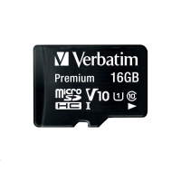 VERBATIM MicroSDHC karta 16GB Premium, U1 + SD adaptér