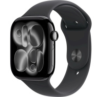 Apple Watch Series 11 GPS + Cellular 46mm Jet Black Aluminium Case with Black Sport Band - S/M