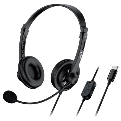 GENIUS sluchátka HS-230U, USB-C, černá