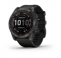 Garmin fenix 7X Sapphire Solar, Titan Carbon Gray/ Black Silicone Band