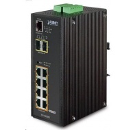 Planet IGS-10020PT PoE switch 8x 1000Base-T, 2x SFP, 802.3af 130W, IP30, -40 až 75°C, SNMP, IGMPv3, IPv6