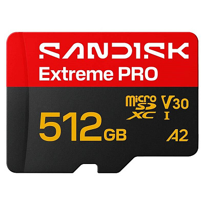 SanDisk micro SDXC Extreme PRO 512GB UHS-I U3 (250R/170W MB/s, UHS-I U3 V30) + adaptér
