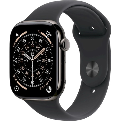 Apple Watch Series 11 GPS + Cellular 46mm Slate Titanium Case with Black Sport Band - S/M