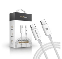 RhinoTech kabel s nylonovým opletem USB-C na USB-C 60W 1M bílá
