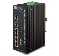 Planet IGS-624HPT, PoE switch 4x 1000Base-T, 2x SFP 100/1000Base-X, 802.3at 120W, DIN,IP30, -40 až +75st.C