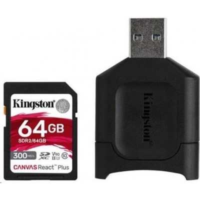 Kingston 64GB SDXC React Plus SDR2 + MLP SD čtečka