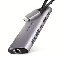 BAZAR - AXAGON HMC-6G2L, USB 10Gb/s hub, 2x USB-A, 1x USB-C, HDMI 4k/60, RJ-45, PD 100W, kabel USB-C 15cm - Po opravě