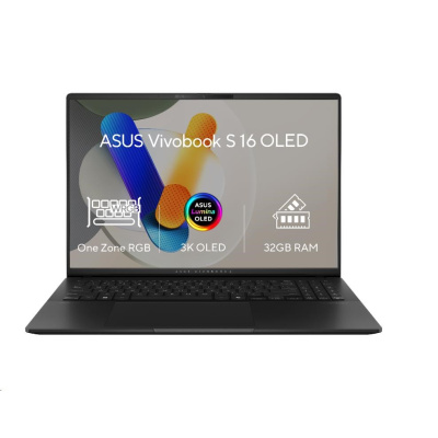 ASUS NTB Vivobook S 16 (S5606CA-OLED046X), Ultra 7-255H, 16" 2880 x 1800, 32GB, 1TB SSD, Intel Arc, W11 Pro, Black