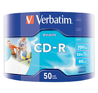 VERBATIM CD-R (50-pack)Spindle/Extra Protection Datalife Inkjet Printable Wrap /52x/700MB WRAP