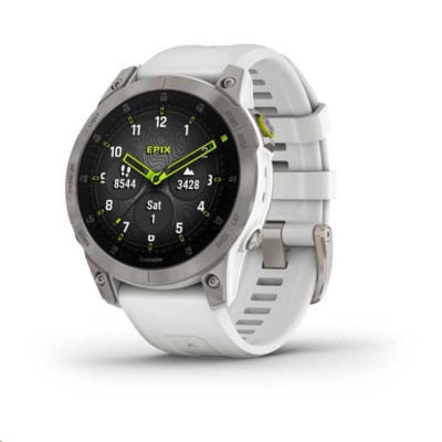 Garmin epix Sapphire, Titan/ White Silicone Band, EU