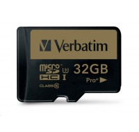 VERBATIM MicroSDHC karta 32GB PRO+ Class 10, UHS 1 (R:90/W:80 MB/s)