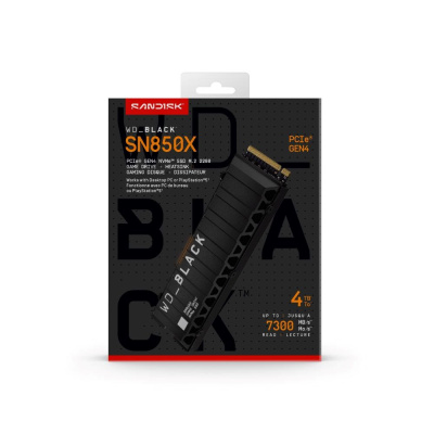 WD BLACK SSD NVMe 4TB PCIe SN850X Powered by SanDisk, Gen4, (R:7300, W:6600MB/s), Chladič