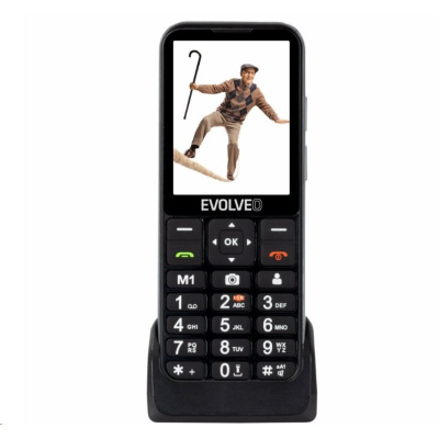 BAZAR - EVOLVEO EasyPhone LT, mobilní telefon pro seniory s nabíjecím stojánkem, černá - Poškozený obal (Komplet)