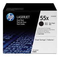 HP 55X Black 2-pack LJ Toner Cart, CE255XD (12,500 / 12,500 pages)