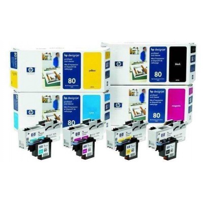 HP 80 Black Printhead + Printhead Cleaner, C4820A