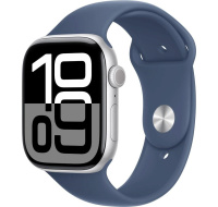 Apple Watch Series 10 GPS 42mm Silver Aluminium Case with Denim Sport Band - M/L