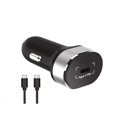 WG - Autonabíječka 1x USB-C, PD 20 W, + kabel Type-C na Type-C, černá