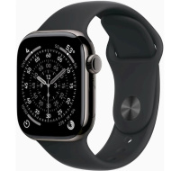 Apple Watch Series 11 GPS + Cellular 42mm Slate Titanium Case with Black Sport Band - M/L