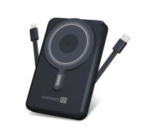 CONNECT IT Powerbanka TravelCharge, MagSafe, 10000 mAh, USB-C, Lightning, Šedá