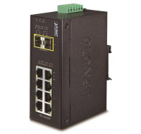 Planet IGS-1020TF, Switch, průmyslový, 8x 10/100/1000T, 2x 100/1000X SFP, -40~+75°C