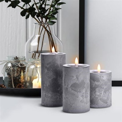 Solight sada LED svíček s časovačem, 3x svíčka, 10/13/15cm, šedá, 2xAA