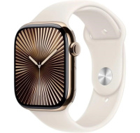 Apple Watch Series 10 GPS + Cellular 42mm Gold Titanium Case with Starlight Sport Band - S/M