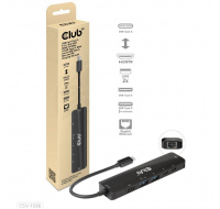 Club3D hub USB-C, 6-in-1 Hub s HDMI 8K30Hz, 2xUSB Type-A, RJ45 a 2xUSB Type-C, Data a PD nabíjení 100W