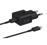 Samsung síťová nabíječka EP-T2510XBE + kabel USB-C, 25W, černá