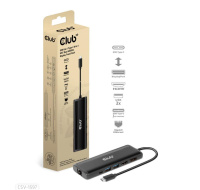 Club3D Dokovací stanice USB-C, 8-in-1 MST Dual (1x HDMI/1x DP) 4K60Hz, Display Travel Dock