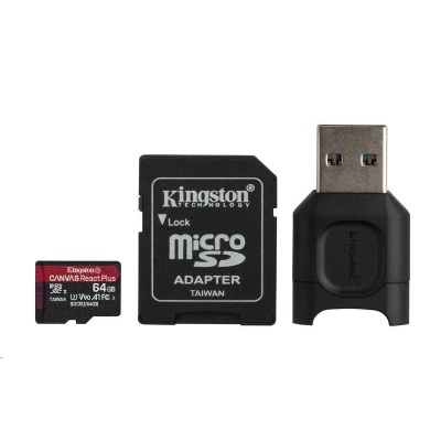 Kingston 64GB microSDXC React Plus SDCR2 + Adapter + MLPM čtečka