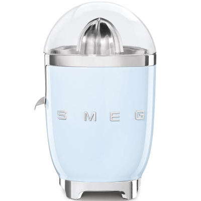 Smeg CJF11PBEU citrusový odšťavňovač, 70 W, manuální tlak, univerzální kužel z nerezové oceli, pastelově modrý