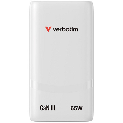 VERBATIM GaN Nabíječka Fold 'n' Go 65W, 2xUSB-C, bílá