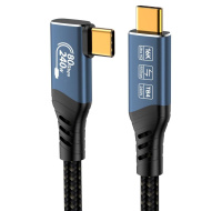 PREMIUMCORD Kabel USB4™ Version2.0 80Gbps 16K@60Hz 240W Thunderbolt 3 a 4 kabel zahnutý 0,8m