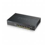 Zyxel GS1920-8HPV2 10-port Smart Managed PoE Switch Switch, 8x gigabit RJ45, 2x gigabit RJ45/SFP, 130W pro PoE