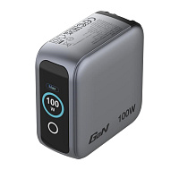 VERBATIM Mini GaN Nabíječka s displejem 100W, 2xUSB-C, 1xUSB-A, šedá