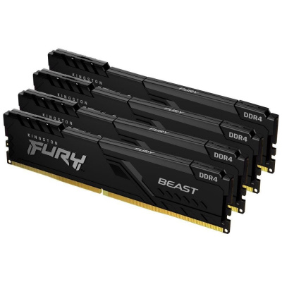 KINGSTON DIMM DDR4 64GB (Kit of 4) 2666MT/s CL16 1Gx8 FURY Beast Černá