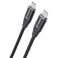 PREMIUMCORD Kabel USB-C M/M, 240W 480Mbps černý bavlněný oplet, 2m