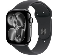 BAZAR - Apple Watch Series 11 GPS 42mm Jet Black Aluminium Case with Black Sport Band - S/M - rozbaleno