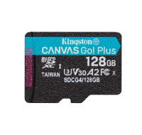 Kingston MicroSDXC karta 128GB Canvas Go! Plus, R:200/W:160MB/s, Class 10, UHS-I, U3, V30, A2 + Bez  Adaptéru